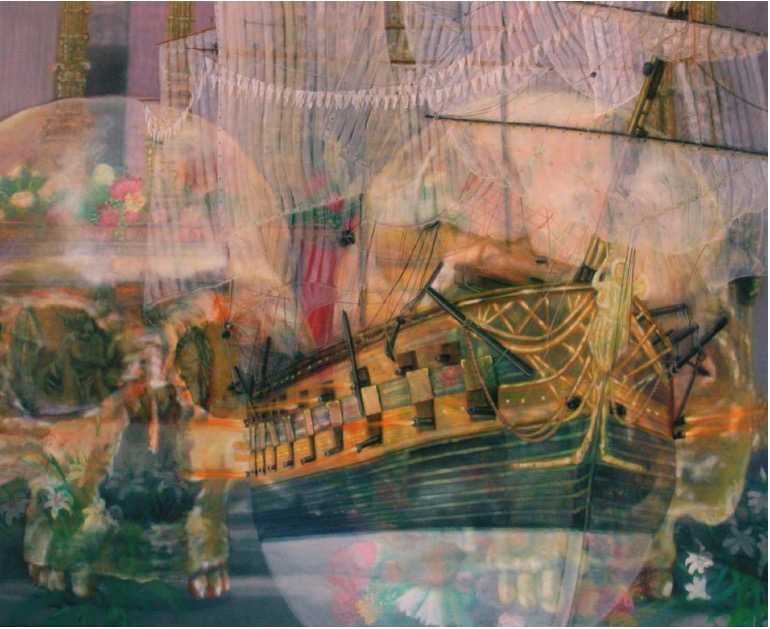 Hervé Ic, “Khün”, huile sur toile, 170×210 cm, 2001, Courtesy de l’artiste